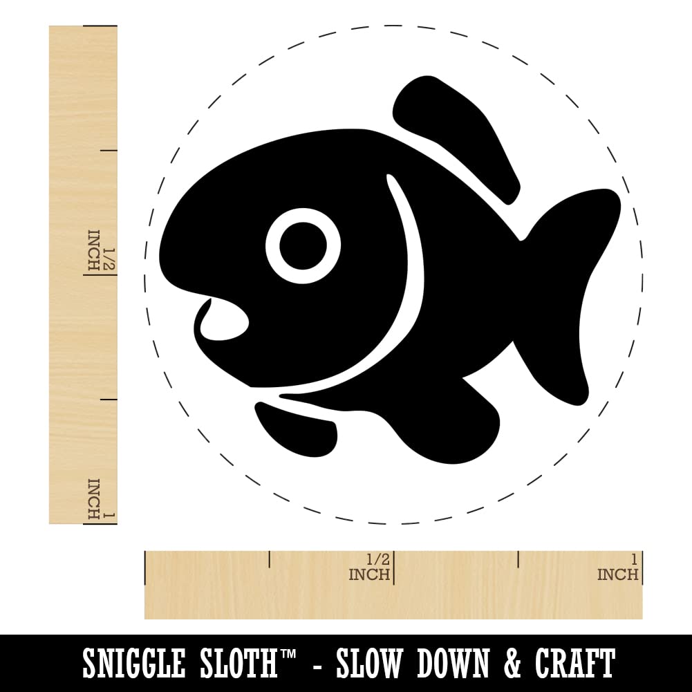 Cute Fish Self-Inking Rubber Stamp - 1 Inch Medium Blue Ink Stamper for DIY Crafts, Scrapbooking, Planner Decorations & Card Making - Perfect for Journals, Gift Wrapping and Office Use
