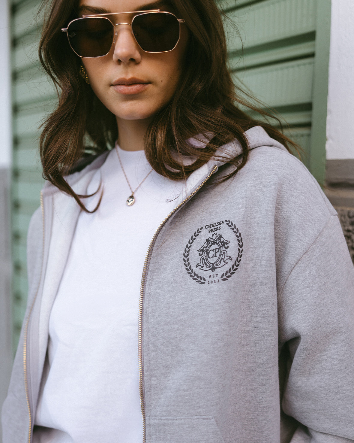Organic Cotton Printed Logo Zip Up Hoodie - Grey Marl | Soft & Comfortable Pullover for Men & Women | Perfect for Casual Wear, Gym & Outdoor Activities