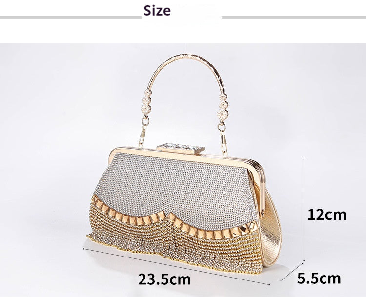Sparkling Rhinestone Fringe Clutch Evening Bag for Women - Elegant Party Purse for Prom, Wedding & Special Occasions