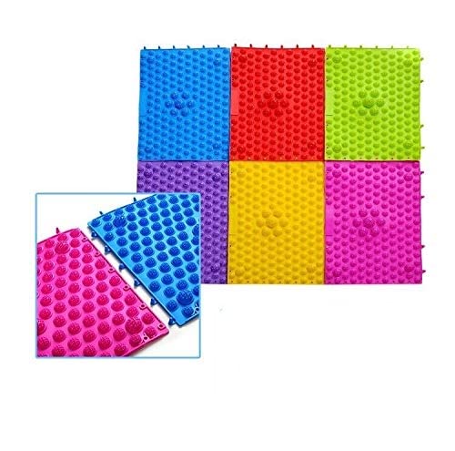 Acupressure Foot Massage Mat with Reflexology Points - 2 Pack Anti-Slip Yoga & Bathroom Mats for Pain Relief, Stress Relief & Improved Circulation - Perfect for Home Spa, Post-Workout Recovery & Relaxation (Yellow)