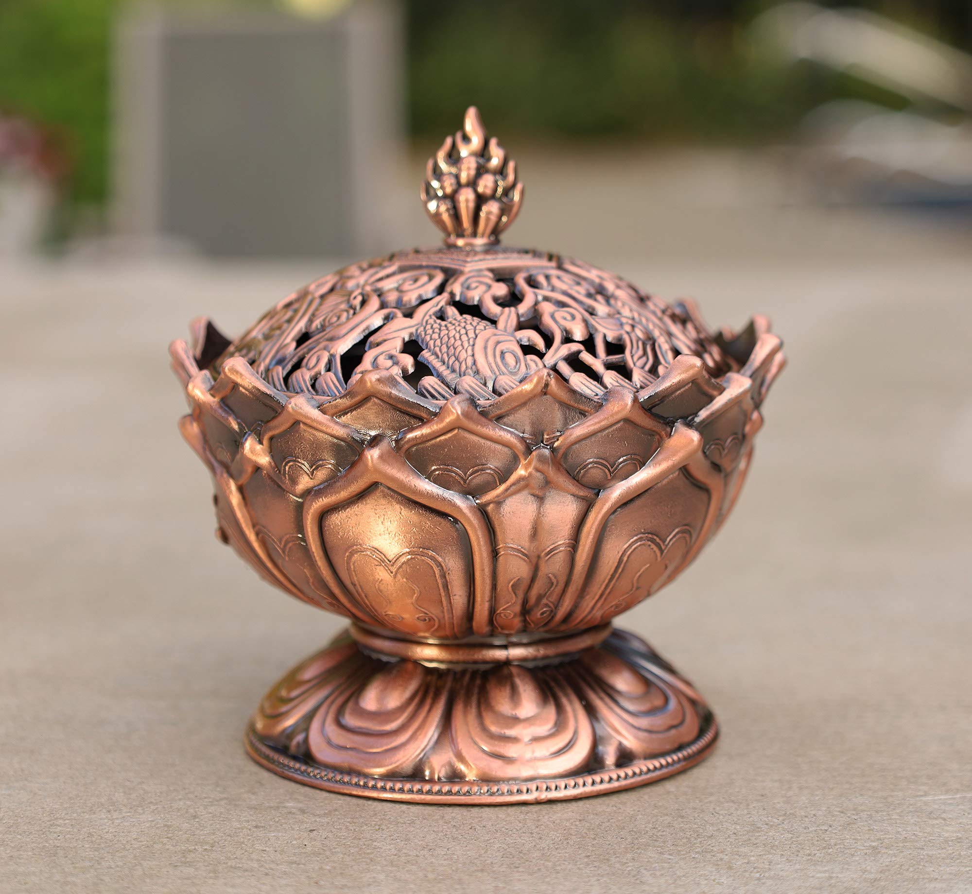 DharmaObjects Premium Handmade Copper Charcoal Incense Burner - Traditional Aromatherapy & Meditation Accessory for Home, Yoga Studio, and Spiritual Practices