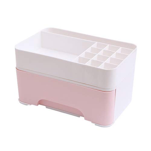 Wangbadan Plastic Makeup Organizer with Drawers - Cosmetic Storage Box for Jewelry, Nail Polish & Office Supplies | Desktop & Bathroom Organizer (Pink) - Perfect for Vanity, Dorm Room & Travel Beauty Organization
