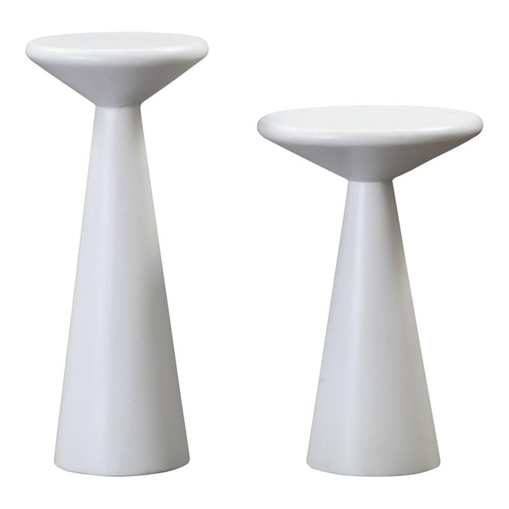 Tov Furniture Gianna White Round Concrete Coffee Table Set of 2 - Modern Side Tables for Living Room, Bedroom & Office Decor