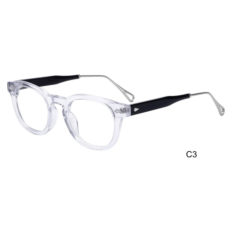 CCspace Men's Full Rim Square Round Acetate Alloy Eyeglasses 55280 - Stylish & Durable Frame for Work, Reading & Everyday Wear