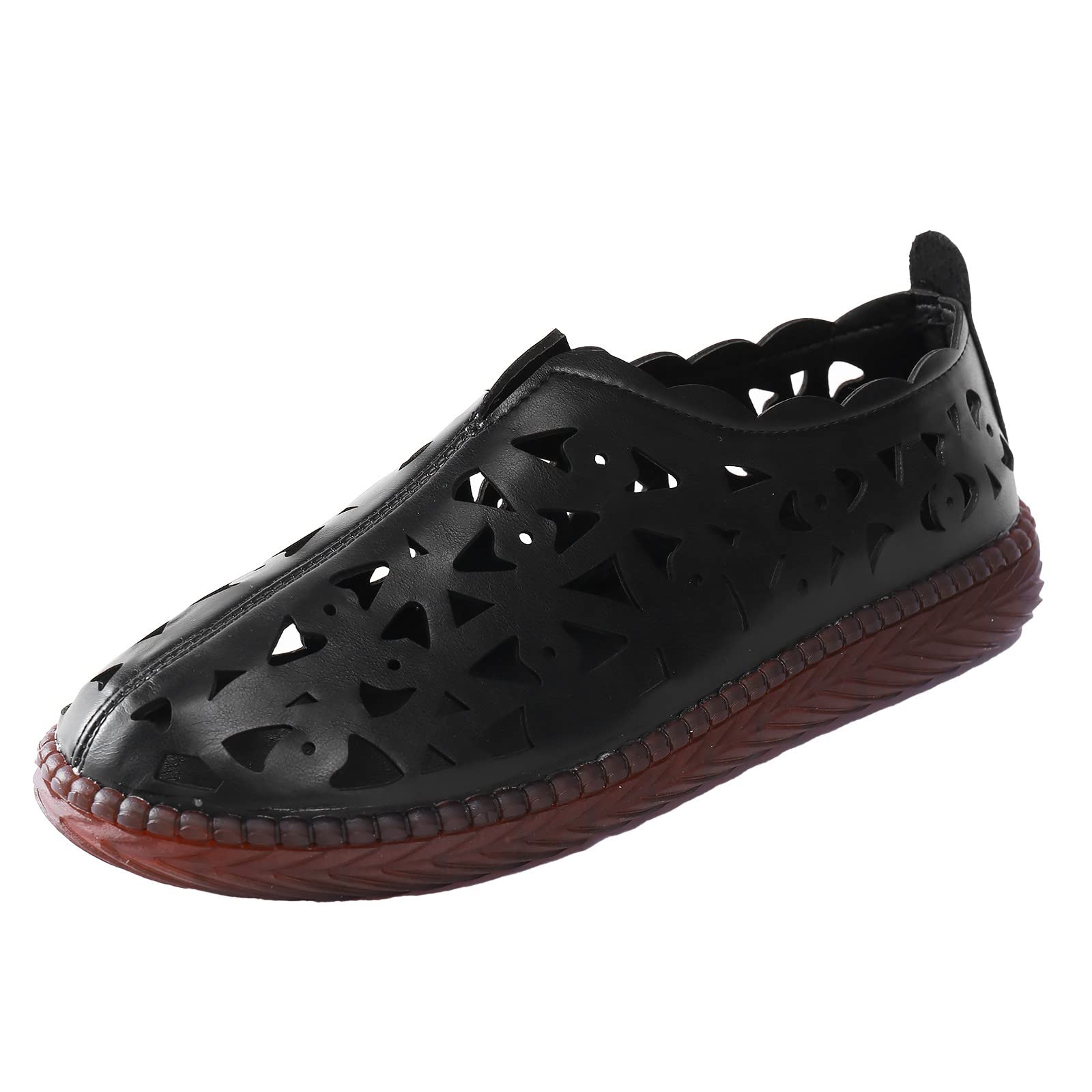 **AODONG Women's Breathable Walking Shoes - Summer Slip-On Leather Sandals with Non-Slip Sole & Hollow-Out Design for Casual Wear, Travel & Outdoor Activities**