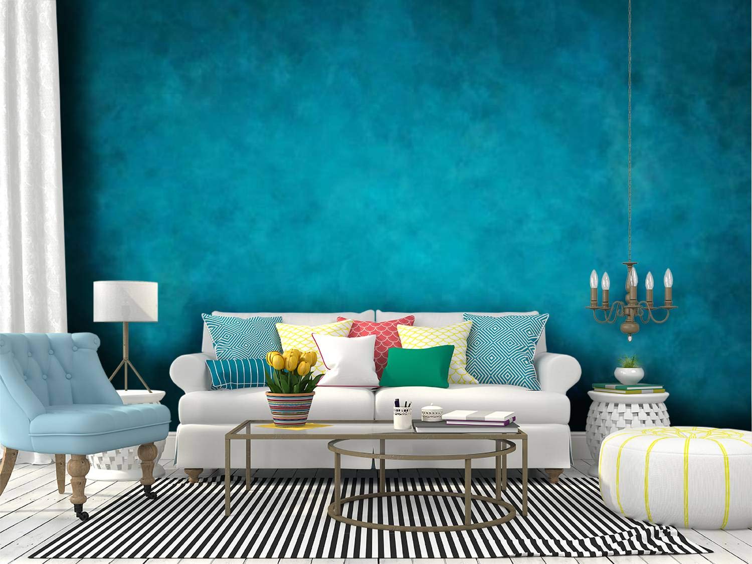 RECETHROWS Blue Vintage Grunge Texture Peel and Stick Wallpaper - Self-Adhesive Removable Vinyl Wall Mural for Home Decor, Shelf Liner & Accent Walls (18