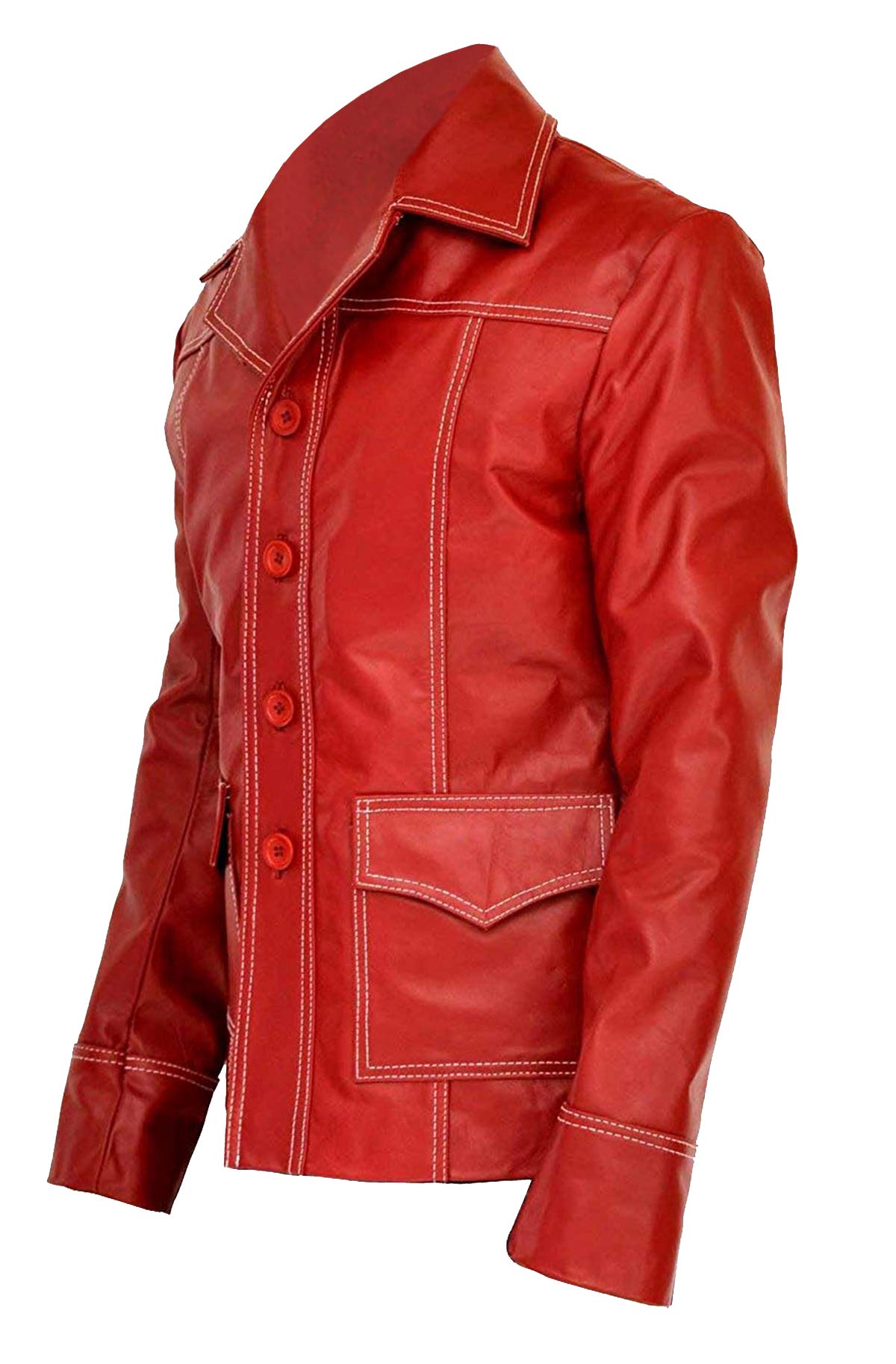 Men's FC Brad Mayhem Club Jacket - Genuine Red Leather Coat for Men | Biker Jacket, Motorcycle Riding, Casual Outwear, Vintage Style Fashion