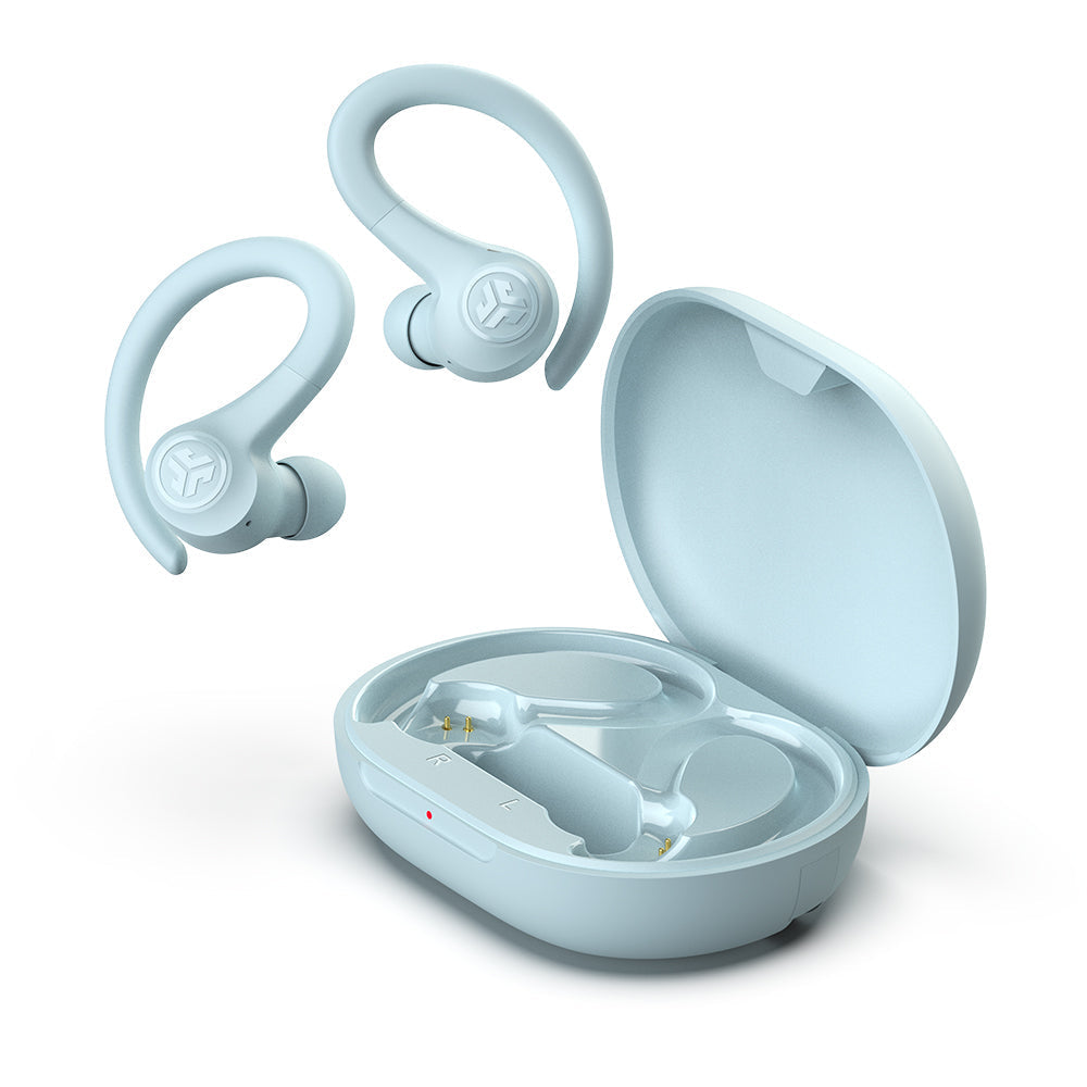 GO Sport+ True Wireless Earbuds with Bluetooth 5.0, IPX7 Waterproof, 30H Playtime - Light Blue | Perfect for Running, Gym Workouts & Outdoor Sports