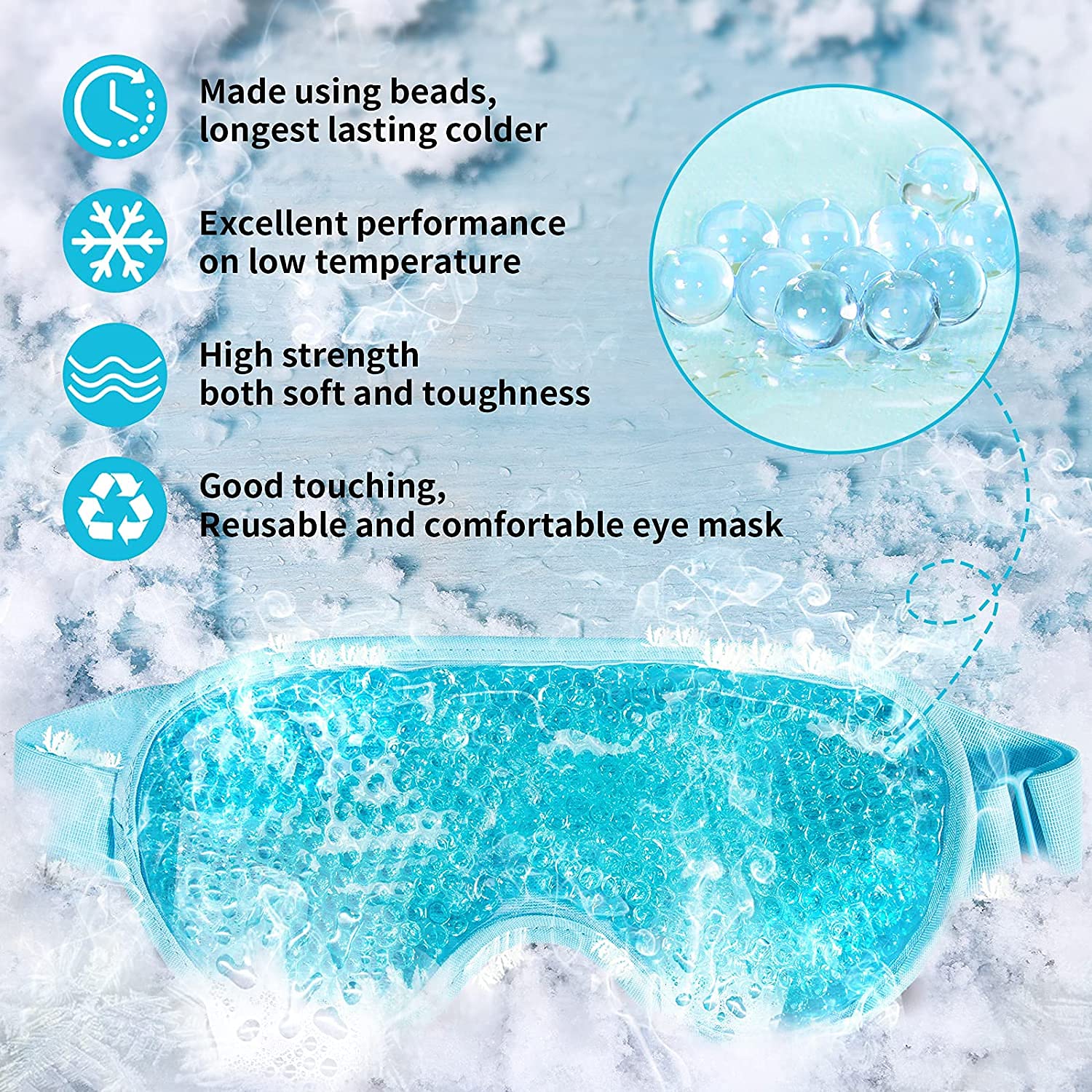 Deoxys Cooling Gel Ice Mask - Reusable Hot & Cold Therapy for Headache, Migraine & Puffiness Relief | Dark Circle & Eye Bag Treatment | Soothing Dry Eyes | Perfect for Stress Relief, Post-Workout Recovery & Beauty Sleep