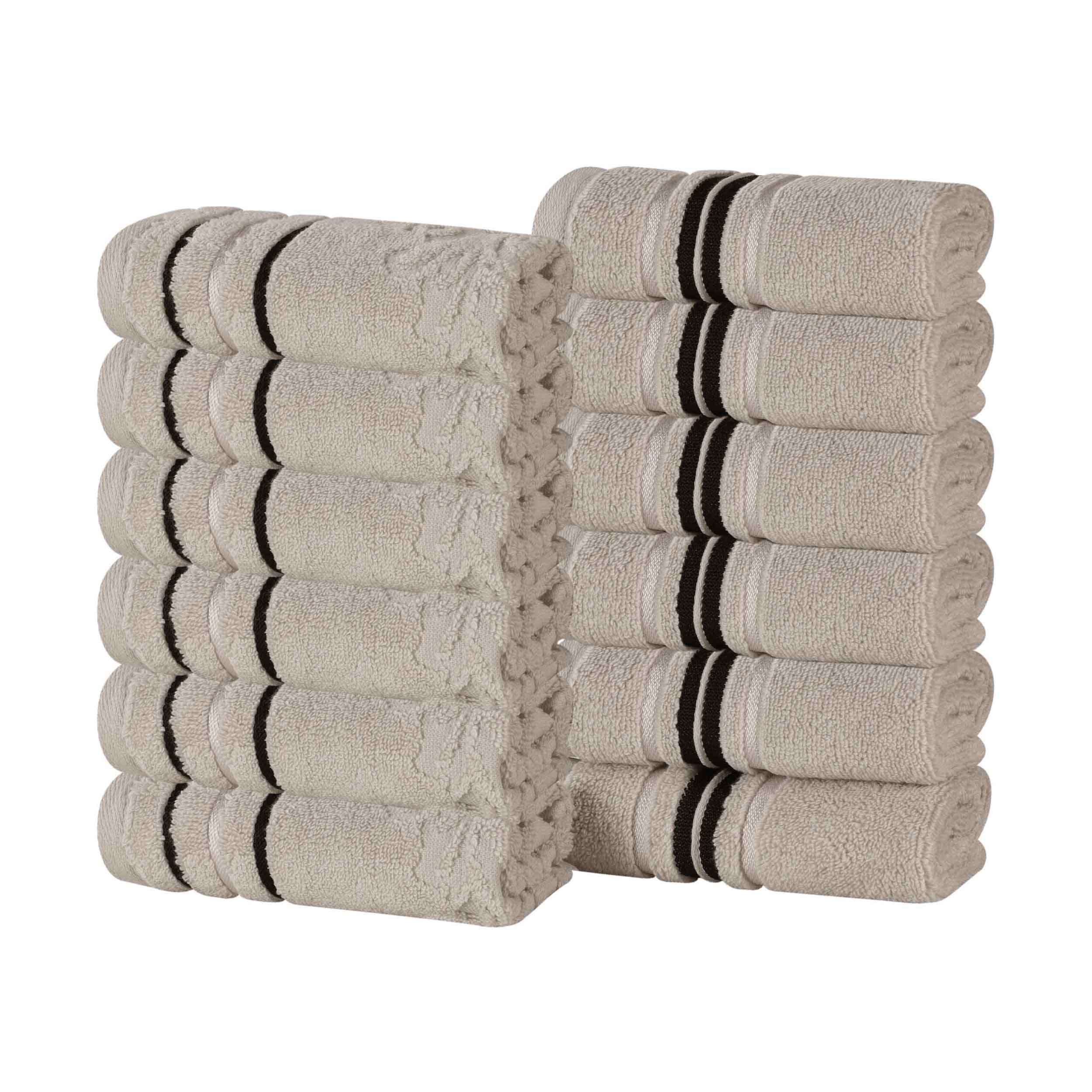 Sadie 100% Cotton Face Towel Set - 12 Pack Zero Twist Solid & Jacquard Floral Bath Towels for Spa, Gym, Travel & Home Use