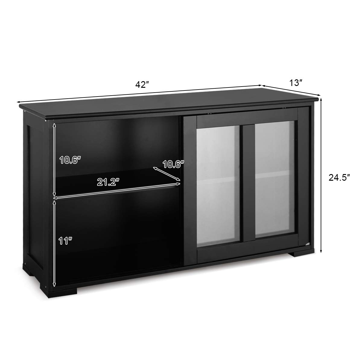 Giantex Modern Wood Buffet Sideboard with Sliding Doors - Adjustable Shelf Storage Cabinet, Kitchen Pantry Cupboard & Living Room Dining Room Console Table - Perfect for Home Storage & Entertaining (Black)