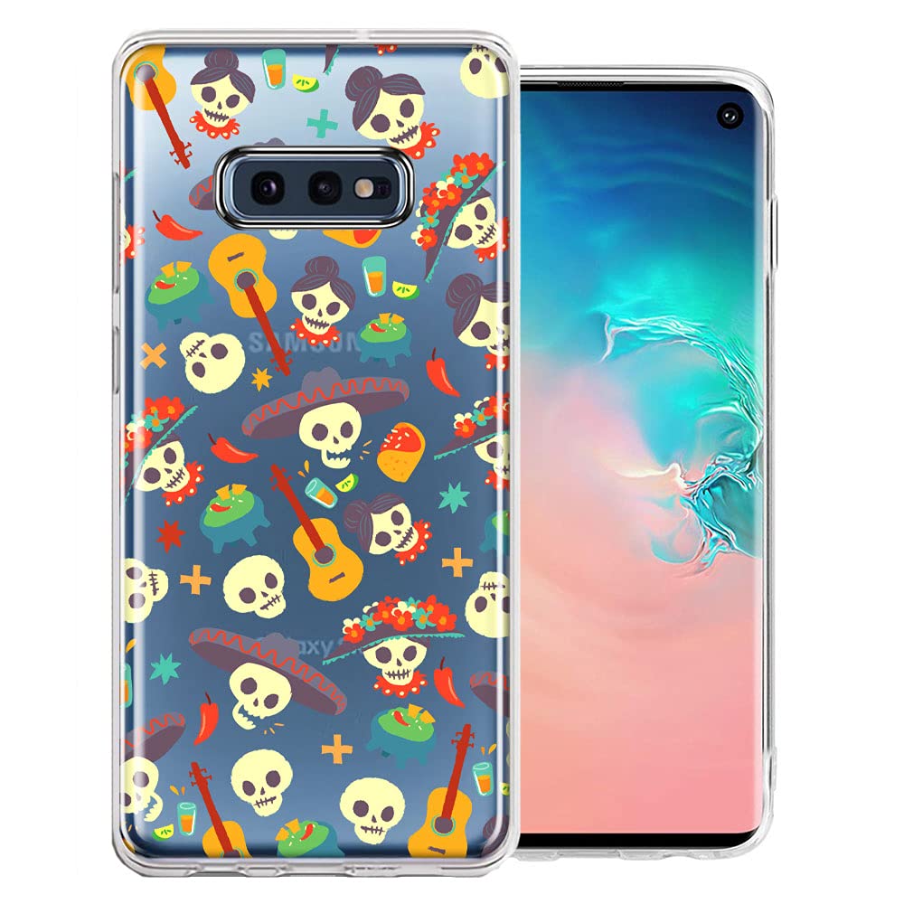 Samsung Galaxy S10e Phone Case - Day of The Dead Design Double Layer Protective Cover | Shockproof & Scratch Resistant | Perfect for Halloween, Dia de Los Muertos Celebrations & Everyday Use