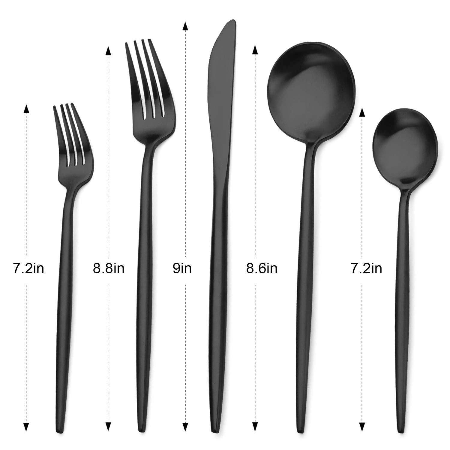 Premium 20-Piece Matte Black Stainless Steel Flatware Set - Satin Finish Cutlery for 4, Dishwasher Safe Spoons & Forks - Elegant Dinnerware for Restaurants, Weddings & Everyday Dining (Matte Black)