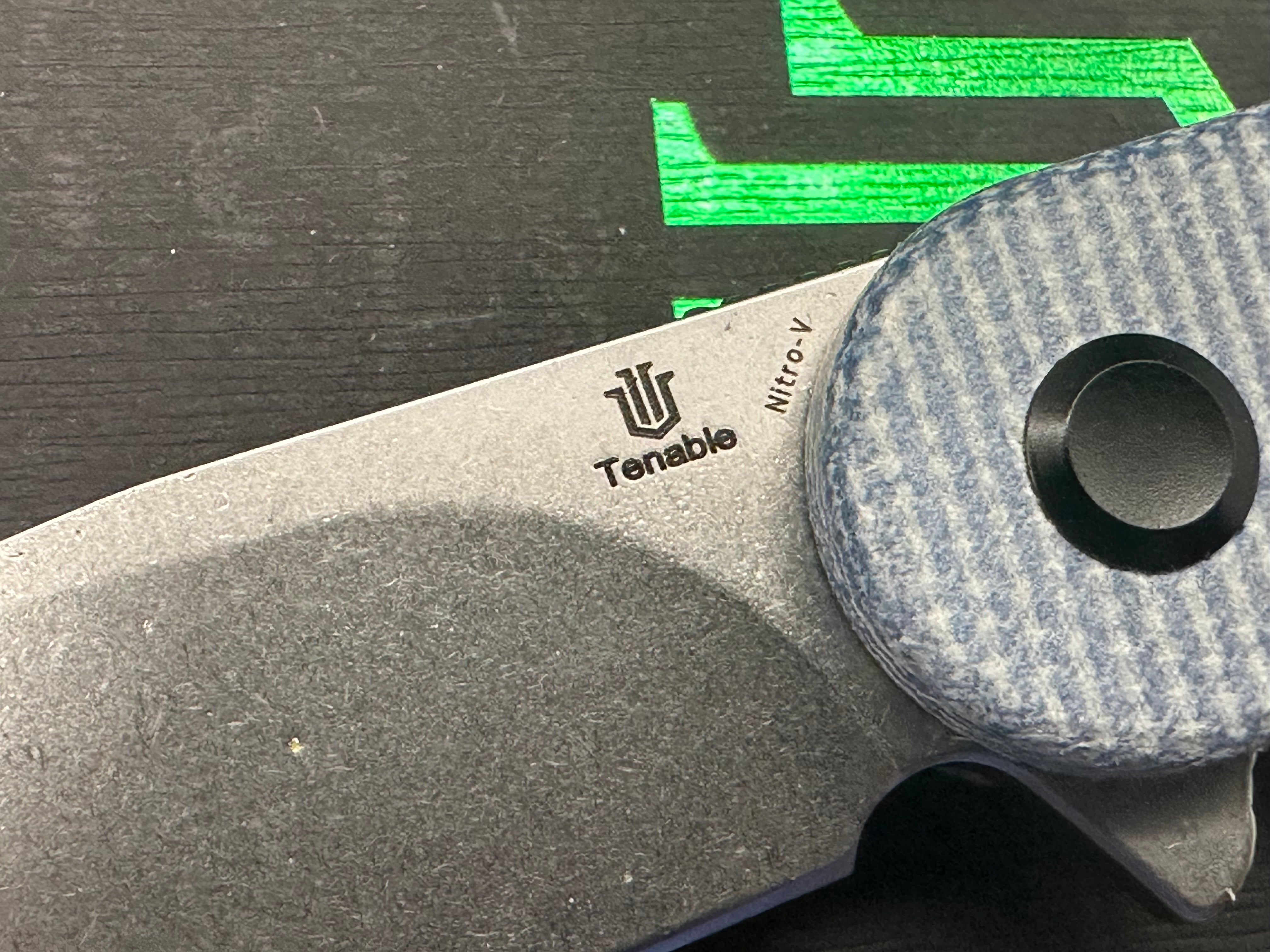 Premium TENABLE EINAR Folding Knife - Blue Micarta Handle, NITRO-V Steel Plain Edge with Stonewash Finish - EDC, Outdoor, Camping & Survival Tool