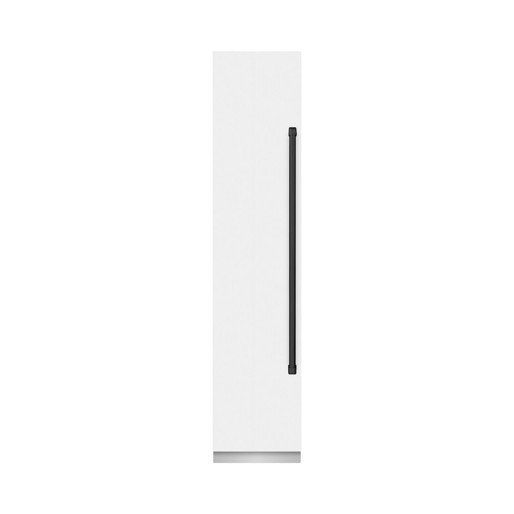ZLINE Autograph Edition 18 Inch 8.6 Cu Ft Left Hinge Column Freezer - White Matte Finish with Graphite Gray Interior & Matte Black Accents (RCFVLZ WM 18 MB) | Perfect for Home Kitchen, Basement, or Garage Storage