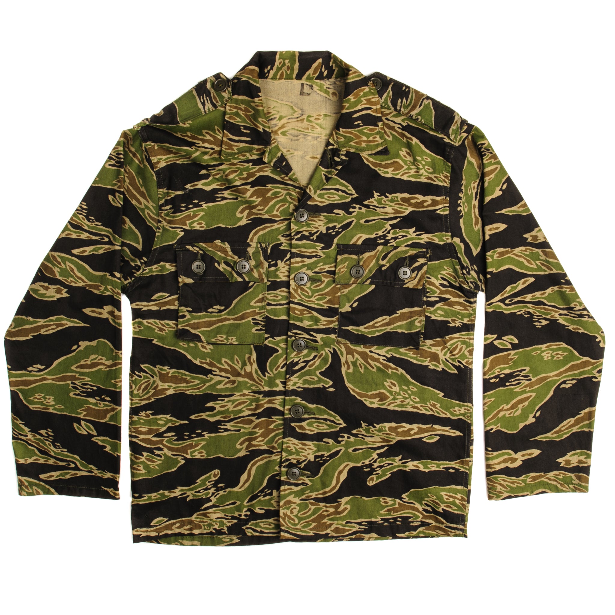 Vintage US Army Tiger Stripe Late War Pattern Shirt - Lightweight LRRP 1960s Vietnam War - Size Medium - Military Reenactment & Outdoor Adventure Gear