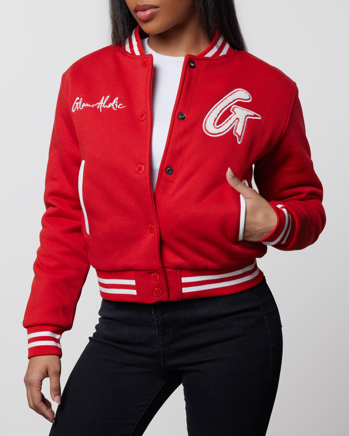 Essential Red Varsity Jacket for Men & Women - Classic Baseball Style with Ribbed Collar & Cuffs - Perfect for Casual Wear, Sports & School Events