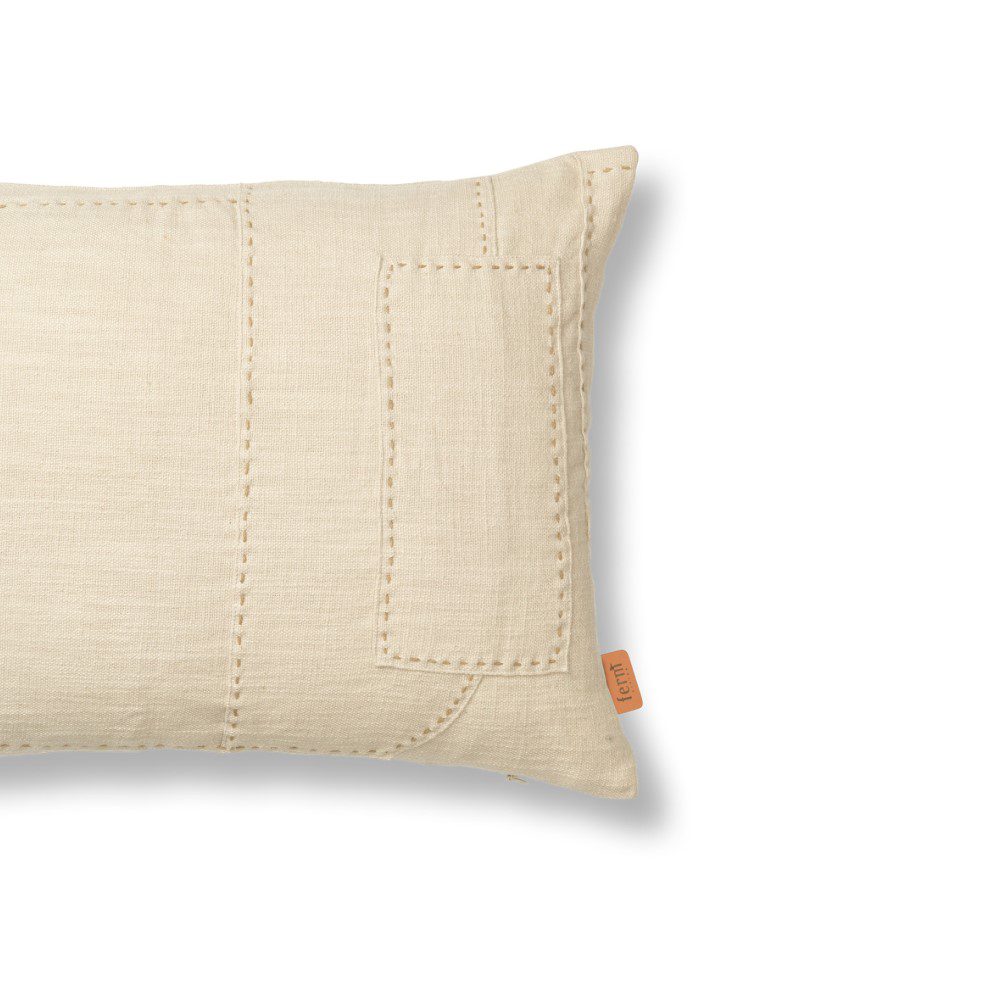 FERM LIVING Darn Cushion - Natural Rectangular Throw Pillow Cover for Sofa, Bed & Home Decor - Boho Chic Living Room & Bedroom Accent