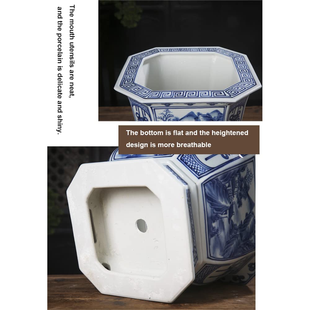 Blue and White Porcelain Ceramic Planter Pots with Drainage Hole - Indoor Decorative Flower Pots for Bonsai, Aloe & Houseplants | Perfect for Home, Office & Garden Decor