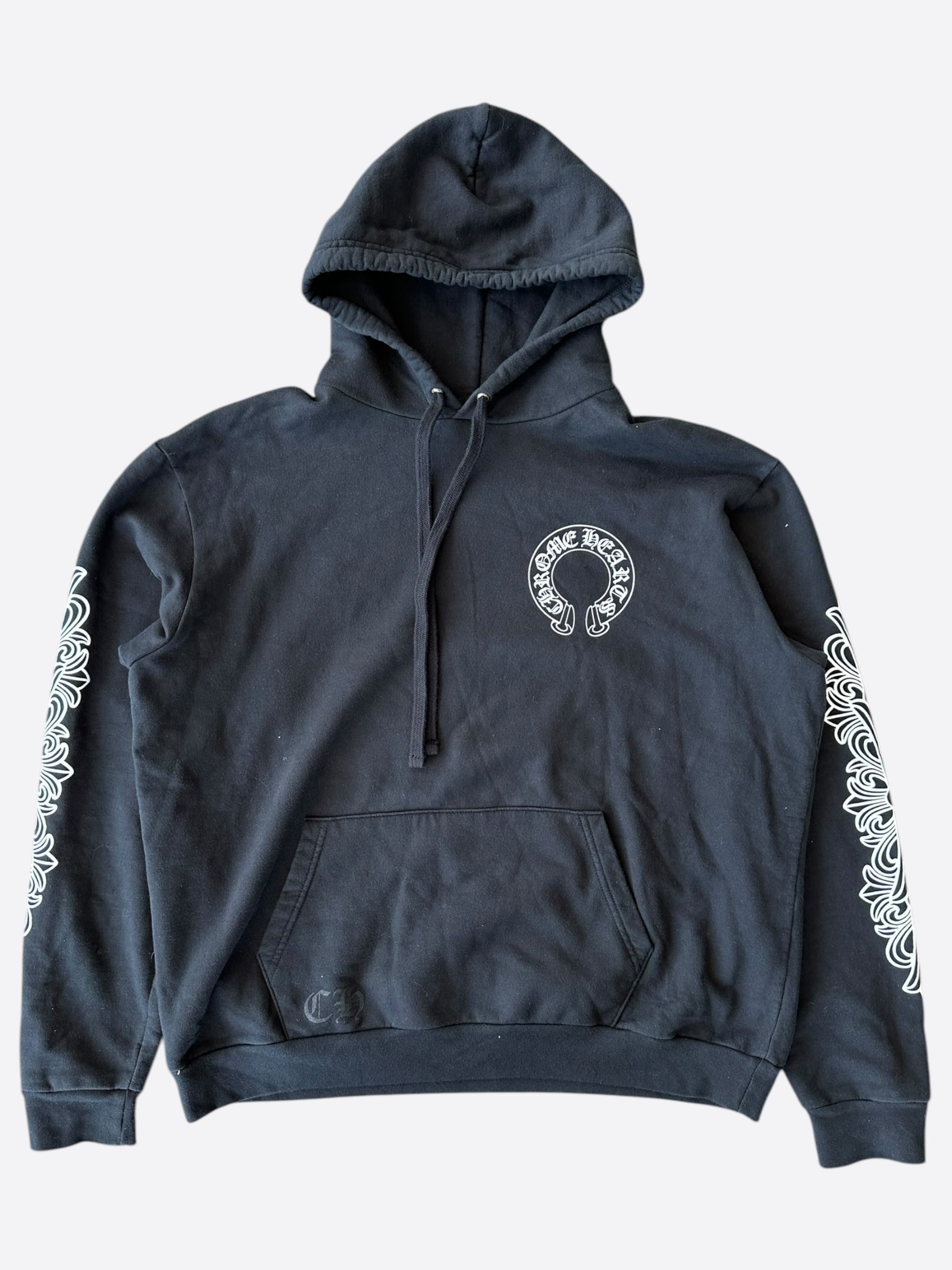 Chrome Hearts Black & White Horseshoe Logo Hoodie - Stylish Streetwear for Men & Women | Perfect for Casual Outfits, Urban Fashion & Everyday Wear