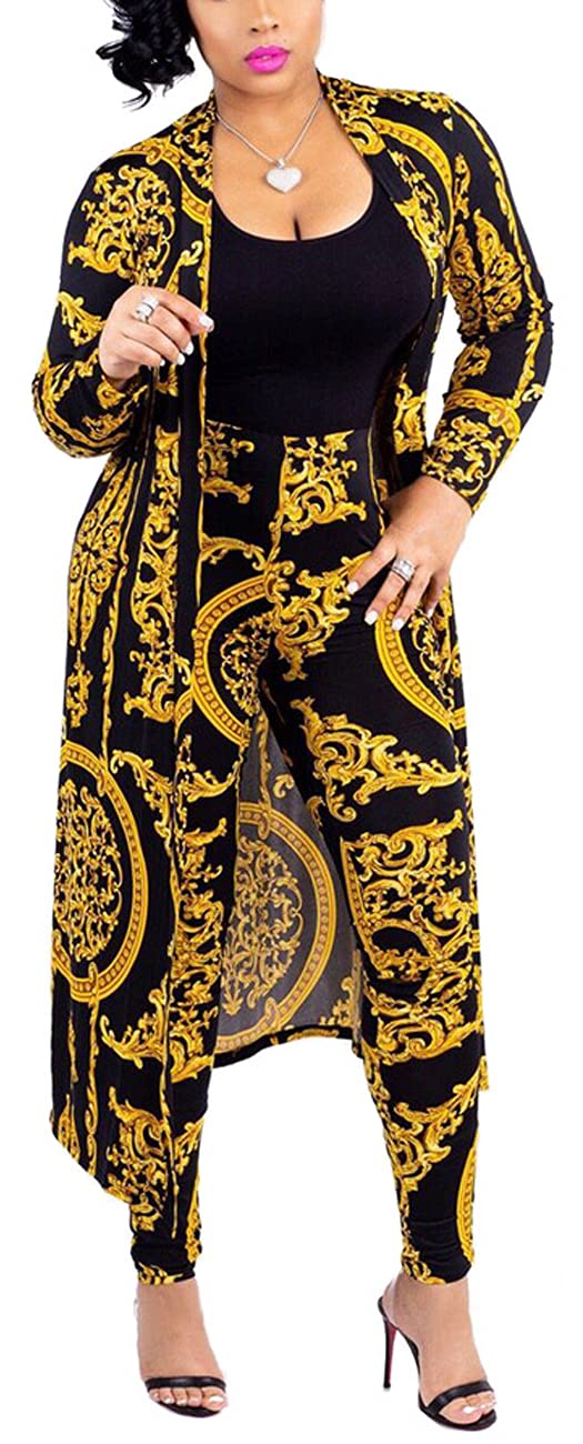 LTOTXKMR Women's 2 Piece Outfit Set - Floral Print Open Front Cardigan & High Waist Pants | Casual Spring Summer Lounge Wear for Women | Perfect for Brunch, Office & Vacation Outfits