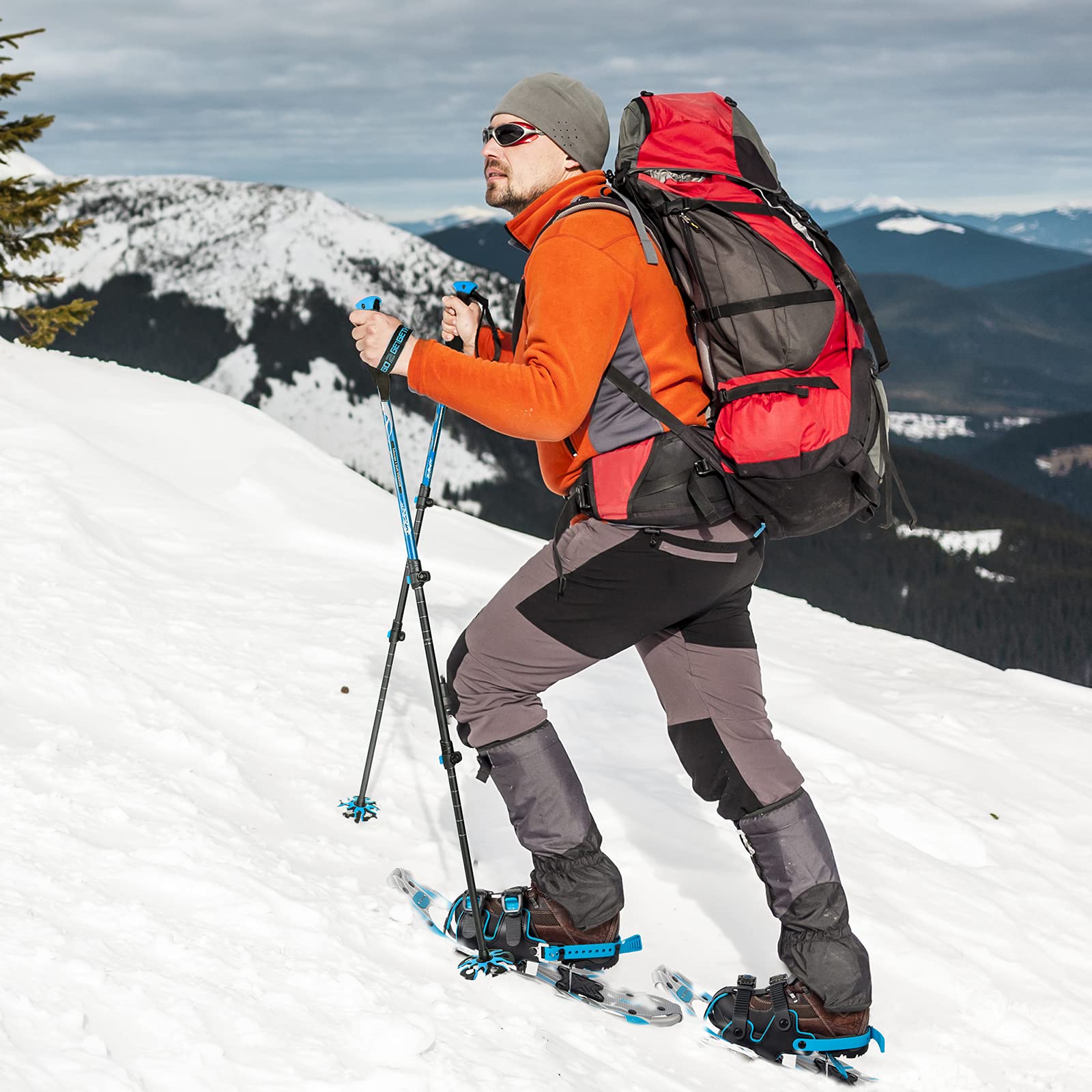 G2 21/25/30/36 Inch Lightweight Snowshoes with Toe Box - EVA Padded Ratchet Binding, Heel Lift & Flexible Pivot Bar - Durable Back Strap, Trekking Poles & Carrying Bag Included - 6 Color Options for Winter Hiking, Backpacking & Snow Adventures