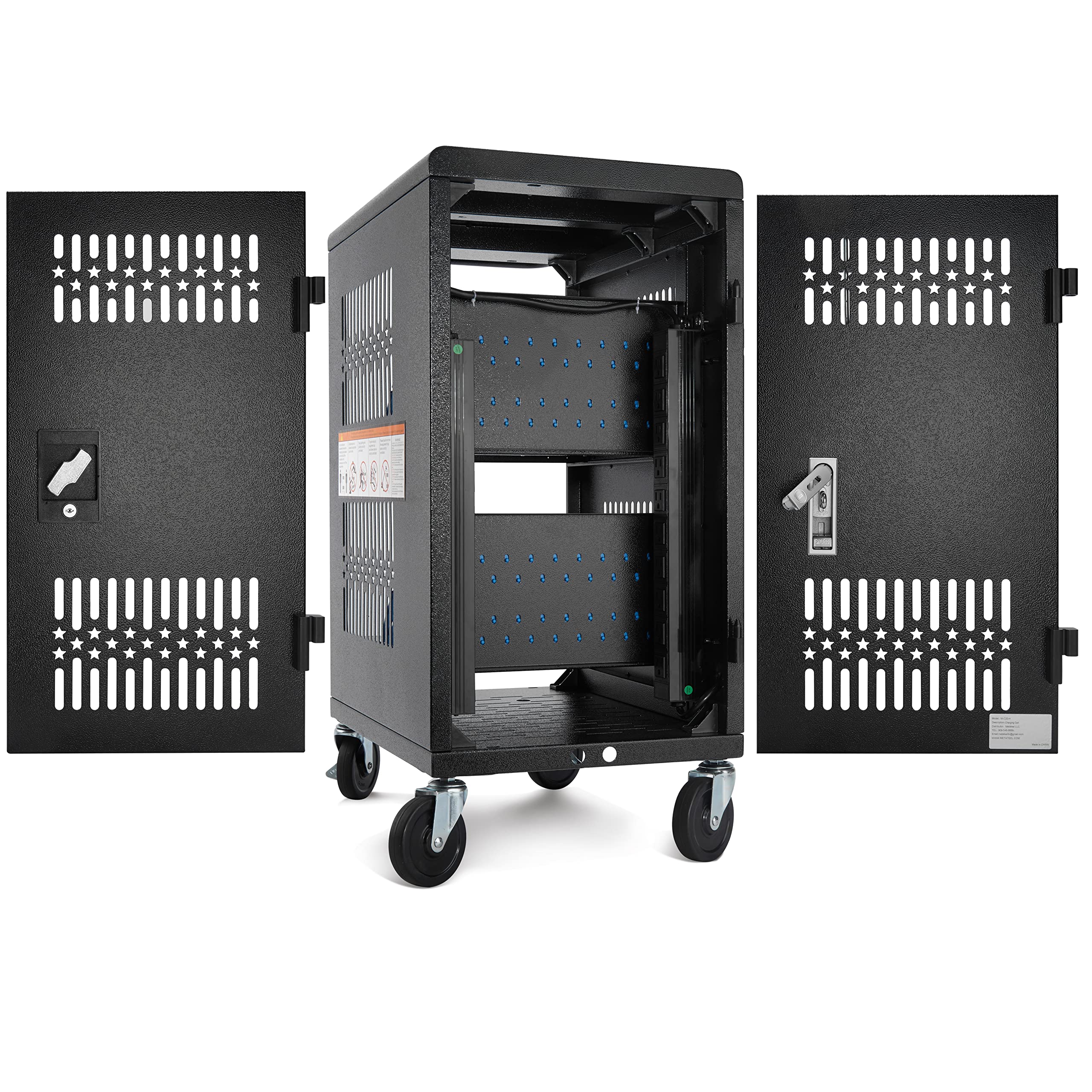 Heavy-Duty 20 Bay Pre-Assembled Laptop Charging Cart for Classroom - Secure Storage & Charging Station for Chromebooks, Laptops & Tablets - Ideal for Schools, Libraries & Computer Labs