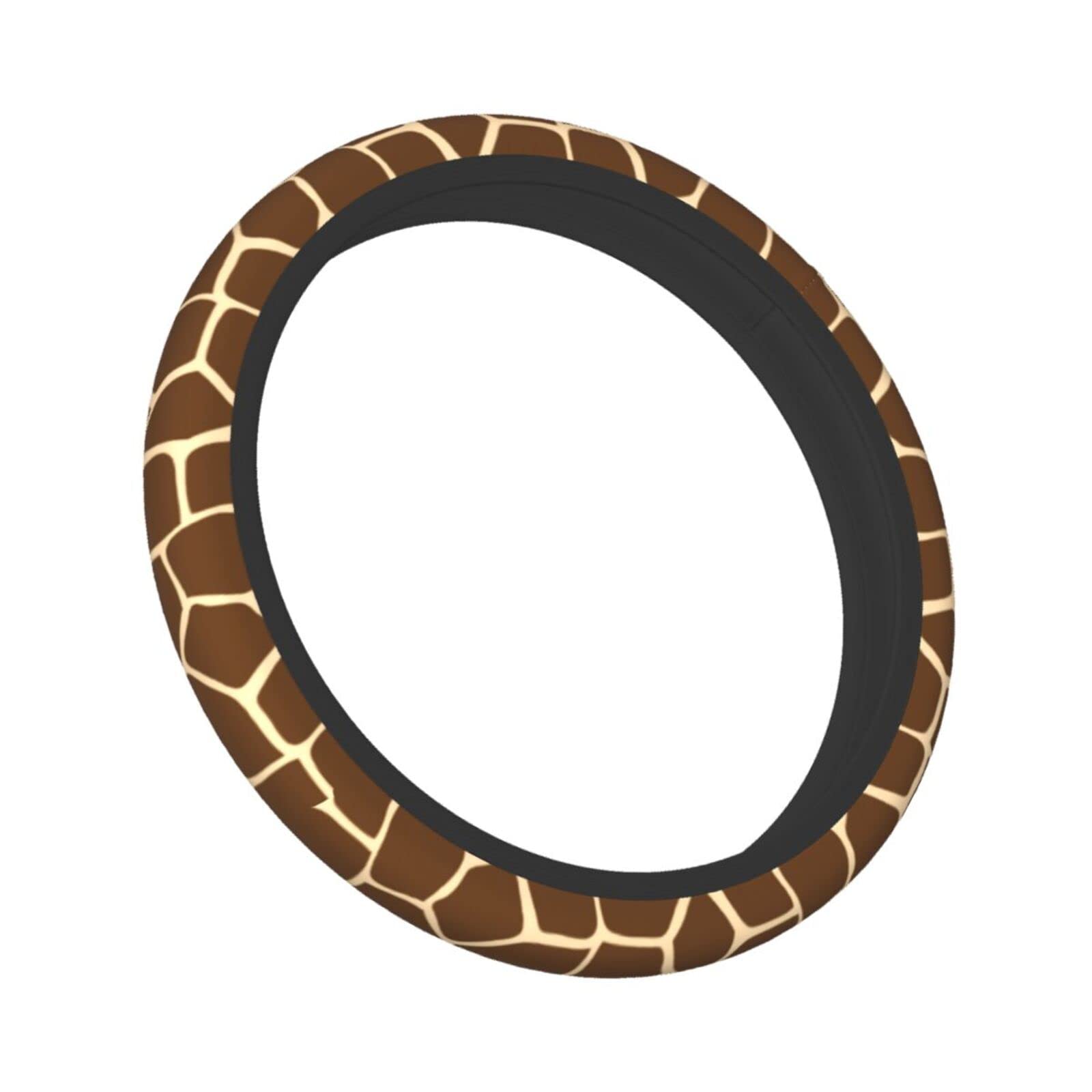 Giraffe Print Neoprene Steering Wheel Cover - Universal 15 Inch Brown Car Wheel Protector, Cute Animal Skin Design Auto Accessories for Cars, SUVs & Trucks - Perfect for Daily Commute & Road Trips