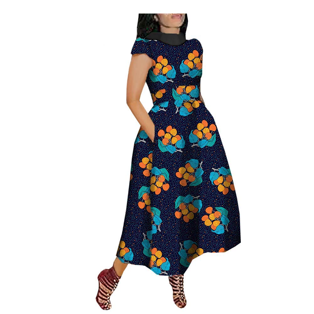 **African Print Dresses for Women Plus Size - Floral Short Sleeve Casual Party Midi Dashiki Dress - Perfect for Summer, Beach, and Cultural Events**