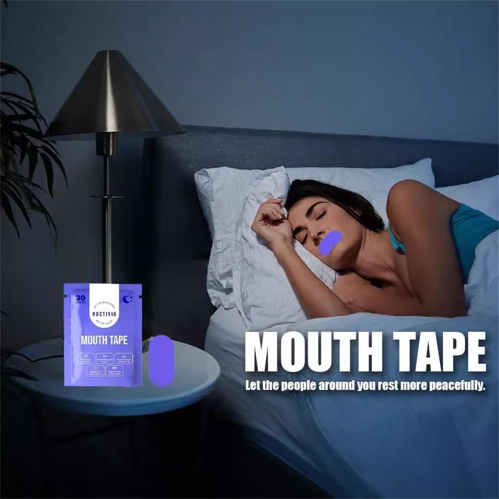 Noctivo Anti Snoring Mouth Tape for Sleep Apnea Relief - Comfortable & Breathable Sleep Strips (2 Pack) - Stop Snoring, Improve Sleep Quality & Nighttime Breathing for Adults