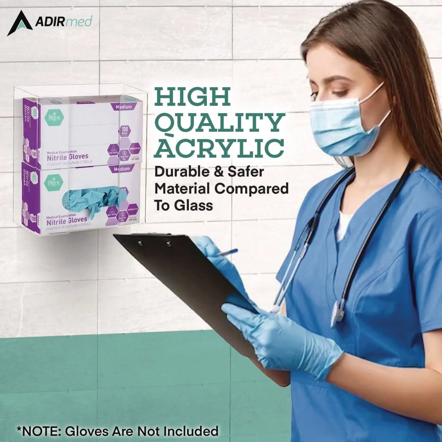 AdirMed Clear Acrylic Glove Dispenser - Double Box Capacity (10.2