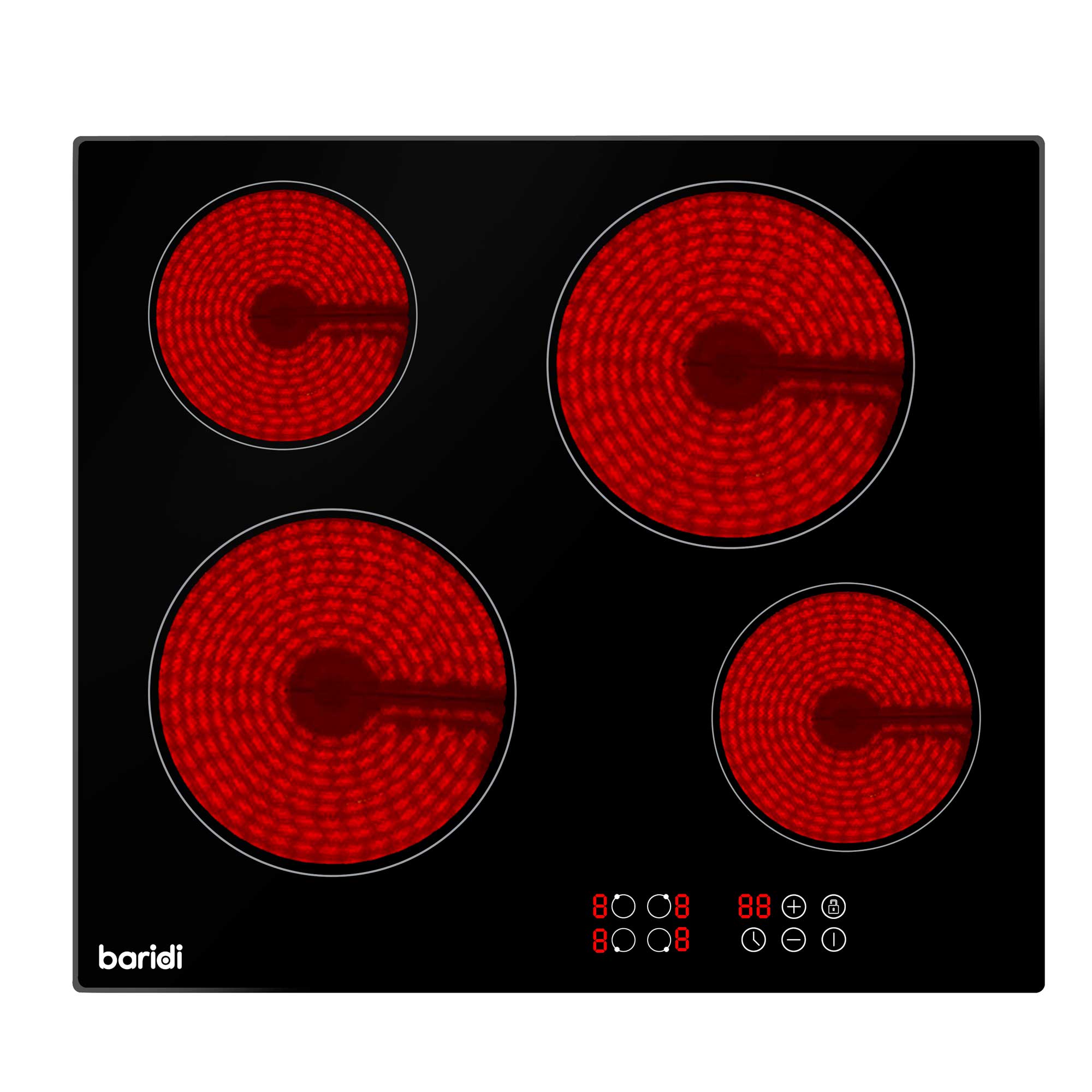 Baridi 4-Zone Ceramic Hob with 5-Function Fan Assisted Oven & Angled Cooker Hood Bundle - DH186 | Perfect for Modern Kitchens, Baking, Roasting & Family Cooking