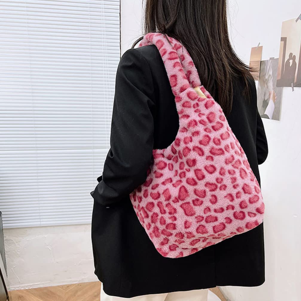 VALICLUD Aesthetic Cute Floral Fuzzy Tote Bag - Plush Soft Shoulder Handbag for Women & Girls | Large Capacity Purse for Shopping, Beach, Work & Daily Use
