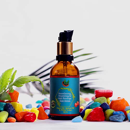 NATURENOVA HERBALS Smoothing Nourishing & Anti-Breakage Hair Serum - Moisturizes Hair, Reduces Dryness, UV & Free Radical Protection - Paraben & Mineral Oil Free (50ml) - Perfect for Damaged, Dry Hair & Heat Styling Protection