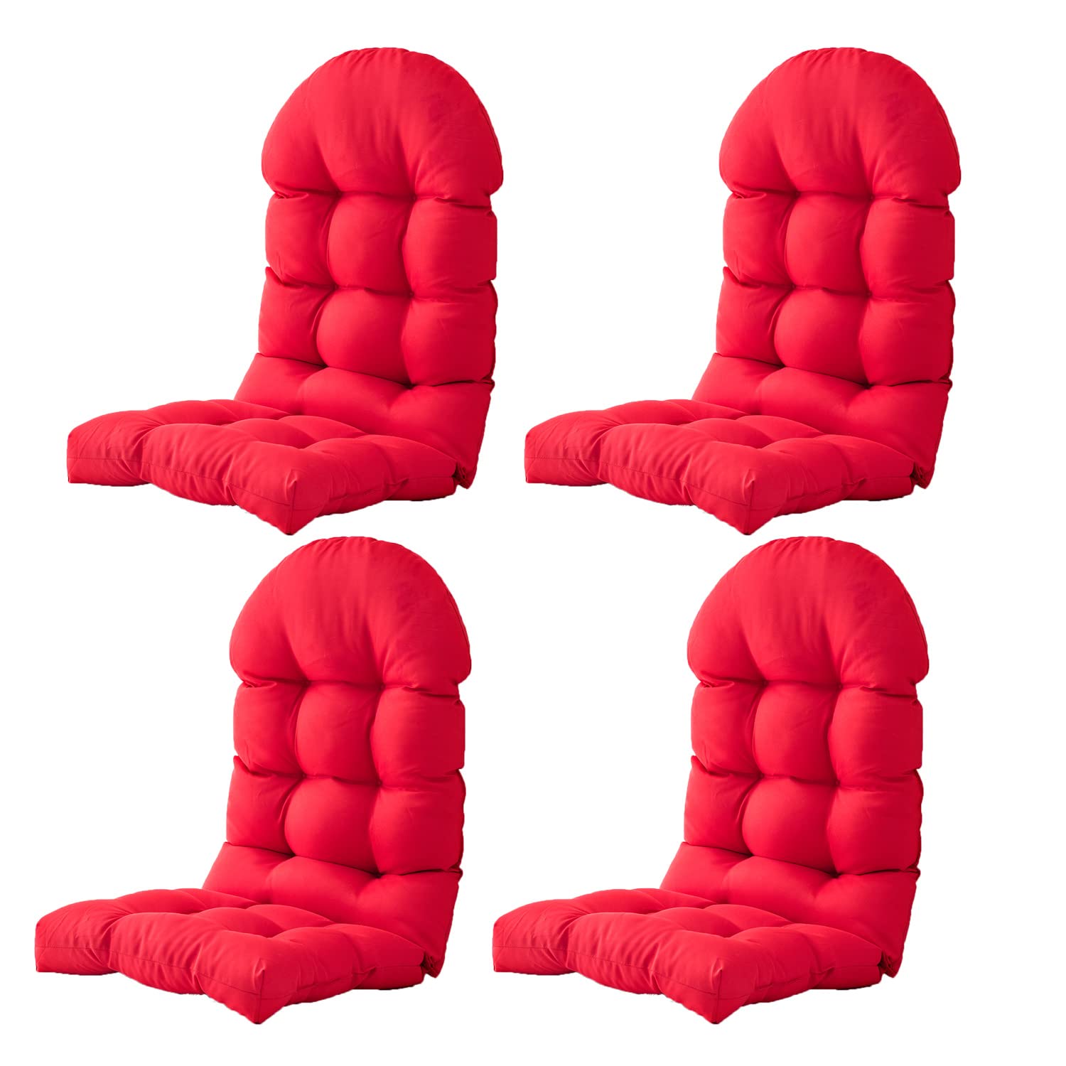Premium Adirondack Chair Cushions Set of 4 - Weatherproof High Back Rocking Chair Pads with Tufted Design for Indoor/Outdoor Patio Furniture - Perfect for Garden, Deck, Poolside & Porch Relaxation