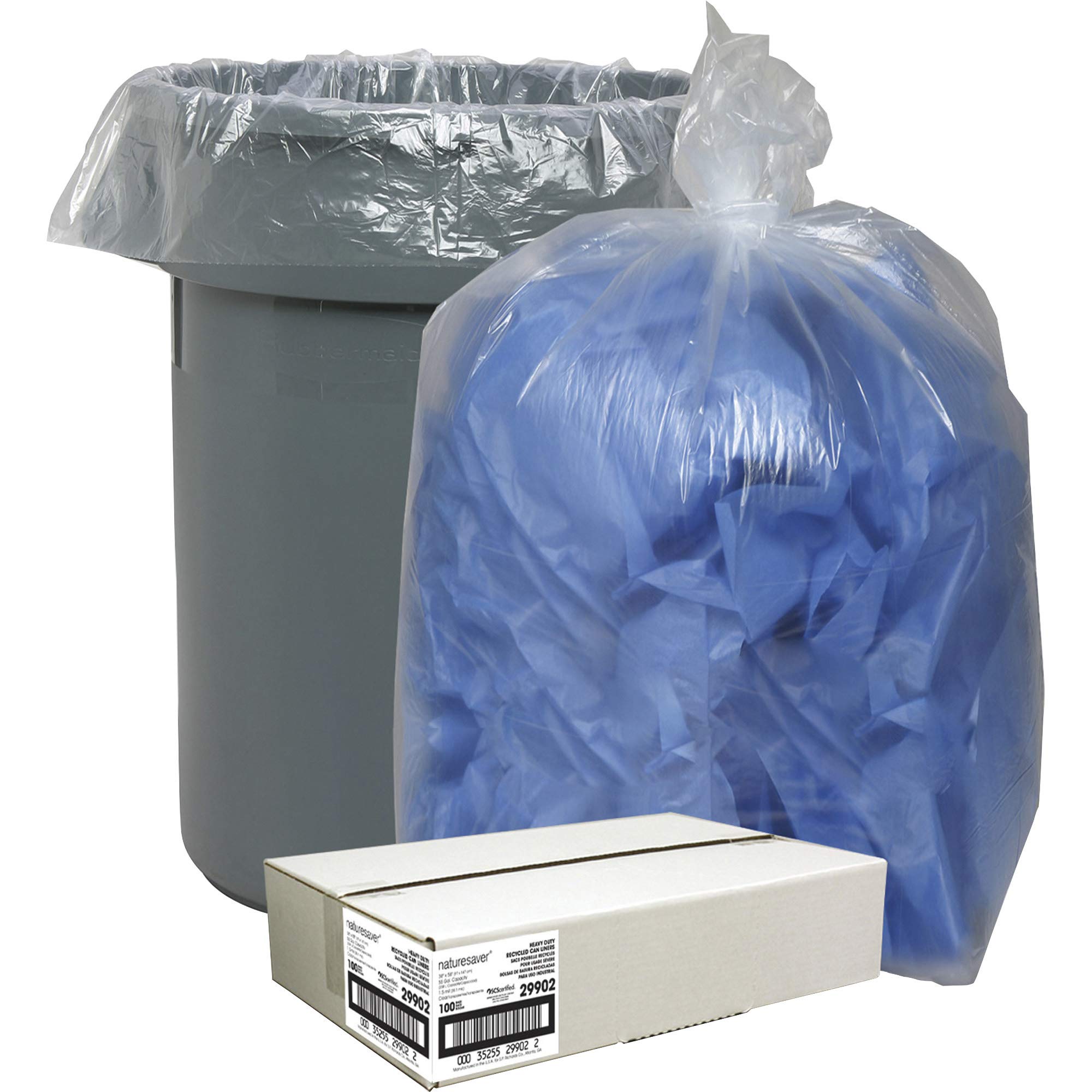 Eco-Friendly Recycled Can Liners Trash Bags - Extra Large Clear Garbage Bags for Kitchen, Office & Outdoor Use | Heavy Duty & Leak Proof
