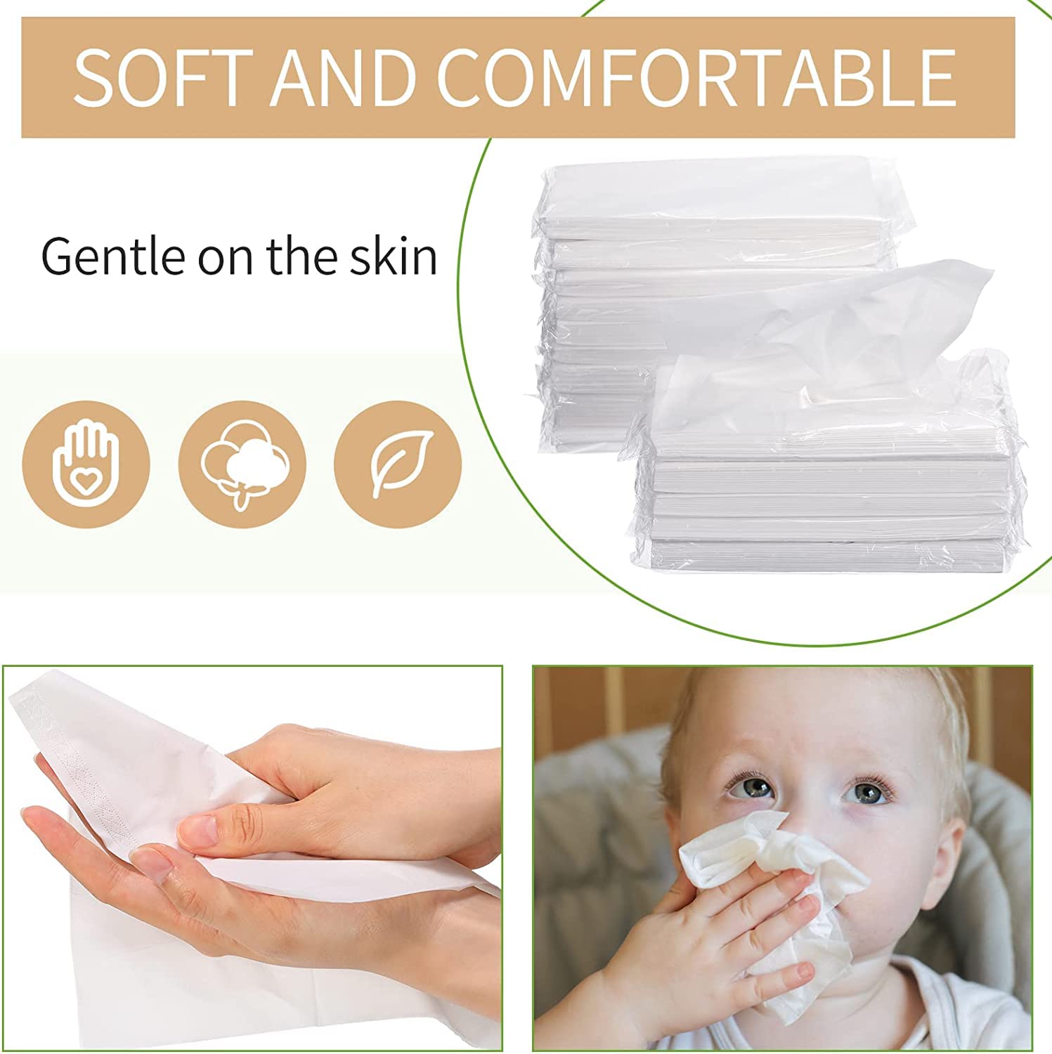 200-Pack Soft Cotton Disposable Face Towels | Hypoallergenic Dry & Wet Wipes for Women, Sensitive Skin & Baby Care | Makeup Remover & Personal Cleaning Tissues | Travel, Gym & Daily Skincare Essentials