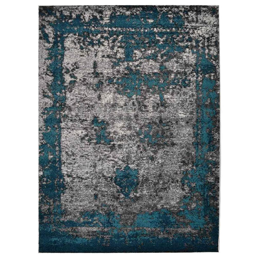 Heatset Polypropylene Machine-Made Area Rug - 9'x12' Rectangle, Ivory & Blue Abstract Modern Design, Medium Pile - Perfect for Living Room, Bedroom or Office Decor (MX0019)