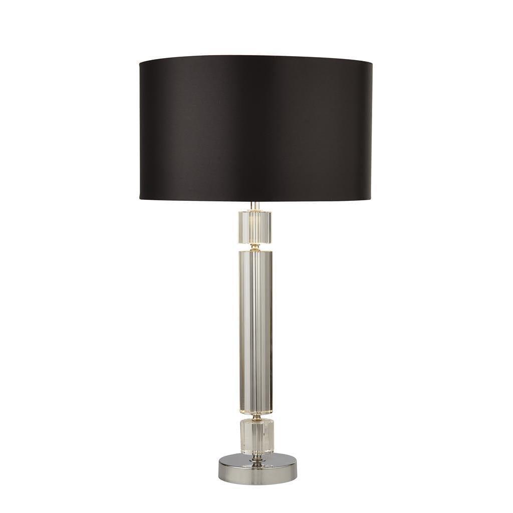 Kylie Chrome and Glass Table Lamp with Black Shade - Modern Desk Light for Living Room, Bedroom, or Office Decor