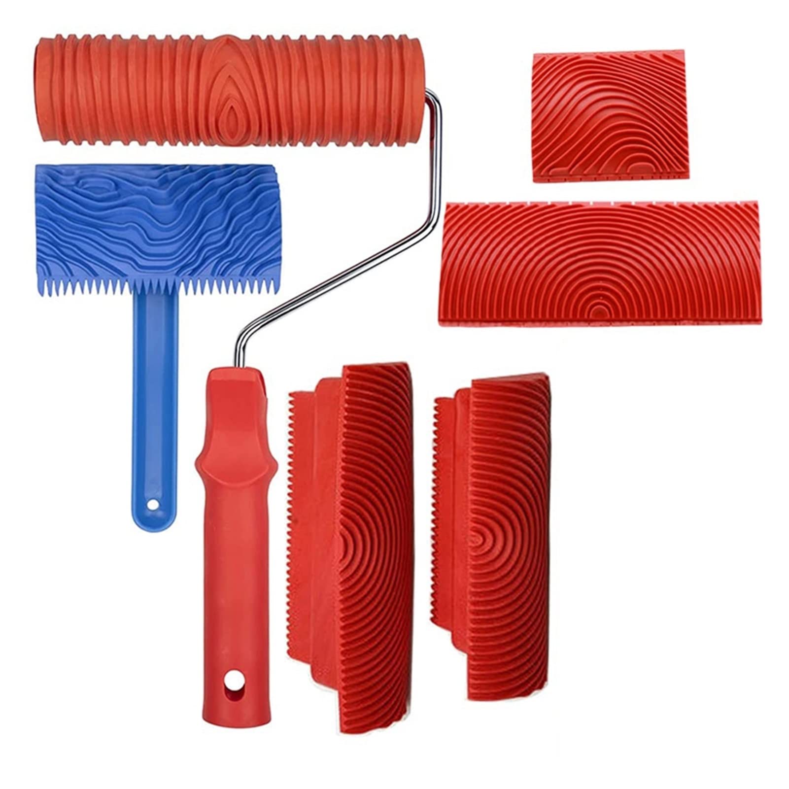 6Pcs 7 Inch Wood Grain Painting Tool Set - Wood Texture Paint Roller & Graining Tools for Wall Art, DIY Home Decor | Perfect for Faux Wood Finishes, Accent Walls & Creative Room Design
