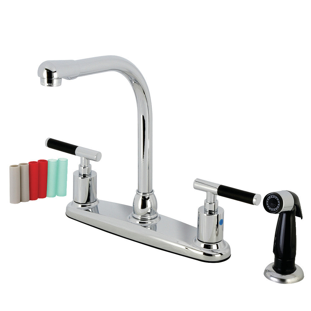 Kingston Brass FB751CKL Kaiser 8-Inch Centerset Kitchen Faucet with Pull-Out Sprayer - Modern Chrome Finish for Easy Dishwashing and Sink Cleaning