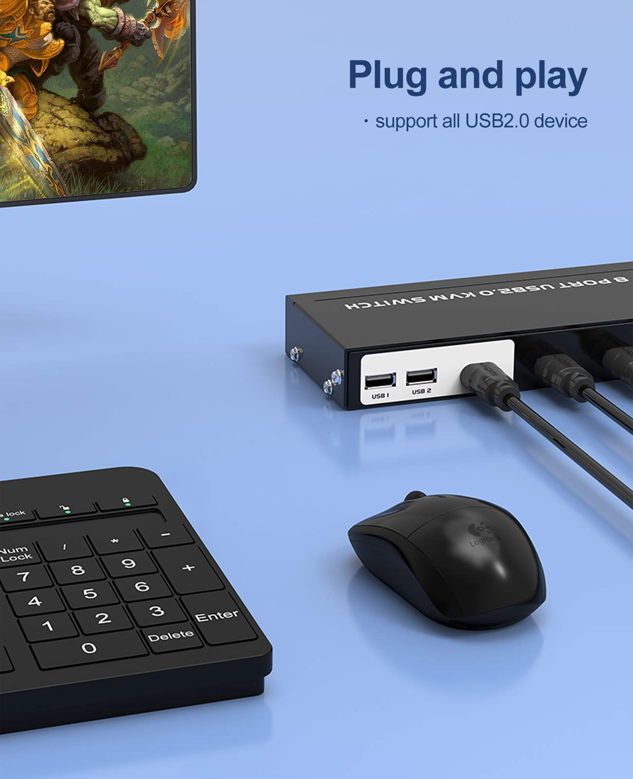 8-Port HDMI KVM Switch with IR Remote - 4K@30Hz Rackmount USB Console for 8 Computers | Includes 8 KVM Cables, Desktop Selector & Rack Rails | Ideal for Data Centers, Server Rooms & Multi-PC Workstations