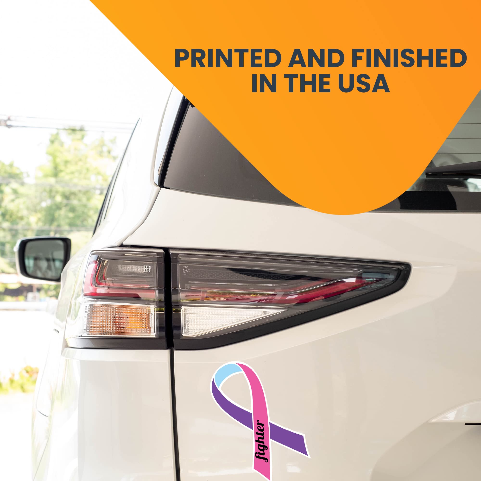 Thyroid Cancer Awareness Magnet Decal - Blue, Pink & Teal Ribbon Car Magnet (3.5x7 Inches) | Heavy Duty Automotive Magnet for Cars, Trucks & SUVs | Support Cancer Fighters with Empathy & Encouragement | Made in USA | Perfect for Fundraisers, Awareness Campaigns & Showing Support