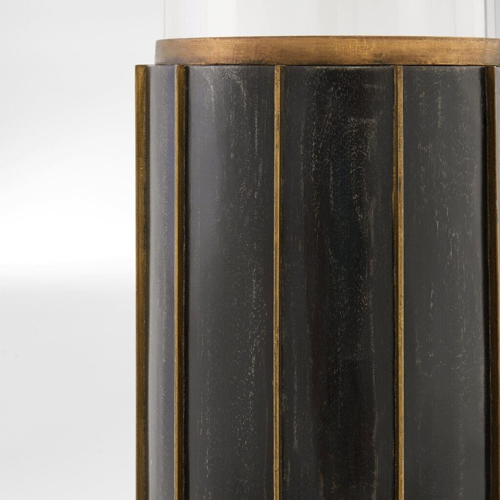 Cyan Design 11642 Reed Hurricane Vase - Antique Brass & Dark Brushed Mango Finish - Medium Size Home Decor for Living Room, Dining Table, or Office Centerpiece