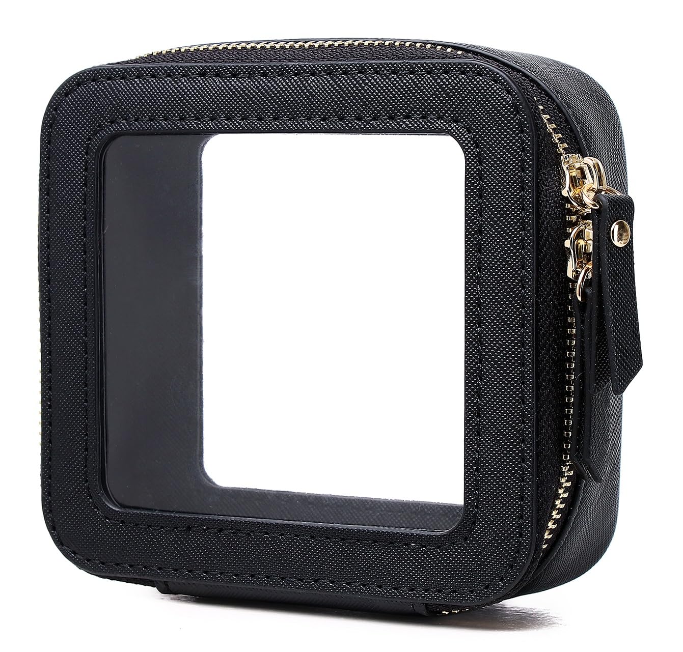 Clear Small Makeup Bag with Zipper - Mini Cosmetic Case & Toiletry Organizer for Women, Travel Essentials & Car Storage (Black, MINI-1) - Perfect for Travel, Gym, Daily Purse Organization & On-the-Go Beauty Essentials