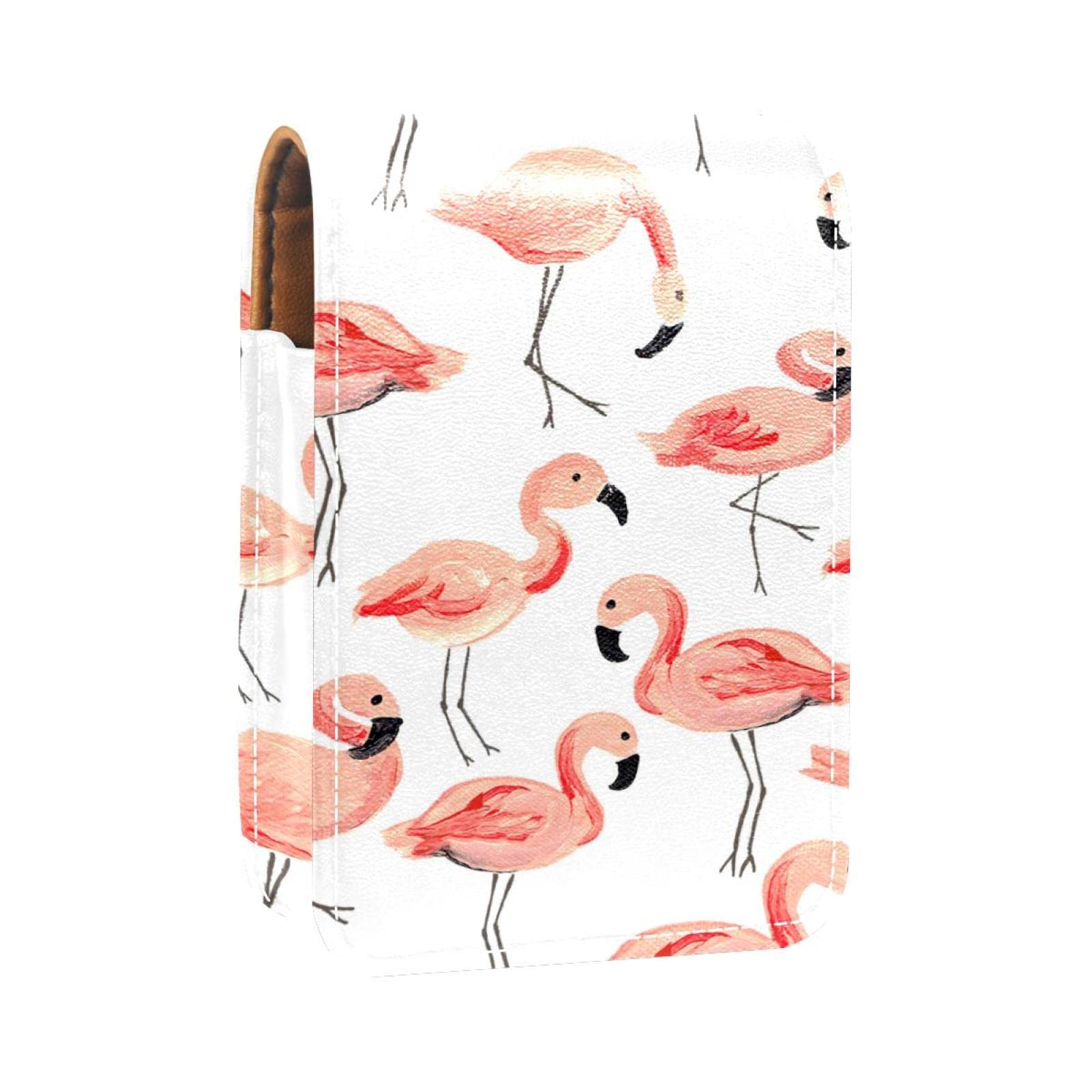 Personalized Lipstick Case - Portable Makeup Bag & Cosmetic Pouch Organizer with Flamingo Animal Love Pattern - Perfect for Travel, Gift, and Daily Makeup Storage