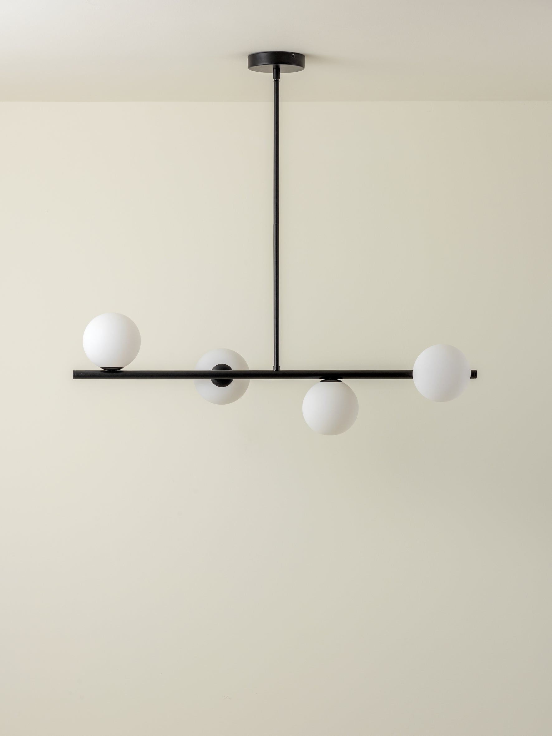 4-Light Matt Black and Opal Glass Pendant Bar Lighting Fixture - Perfect for Kitchen Island, Dining Room, or Bar Counter