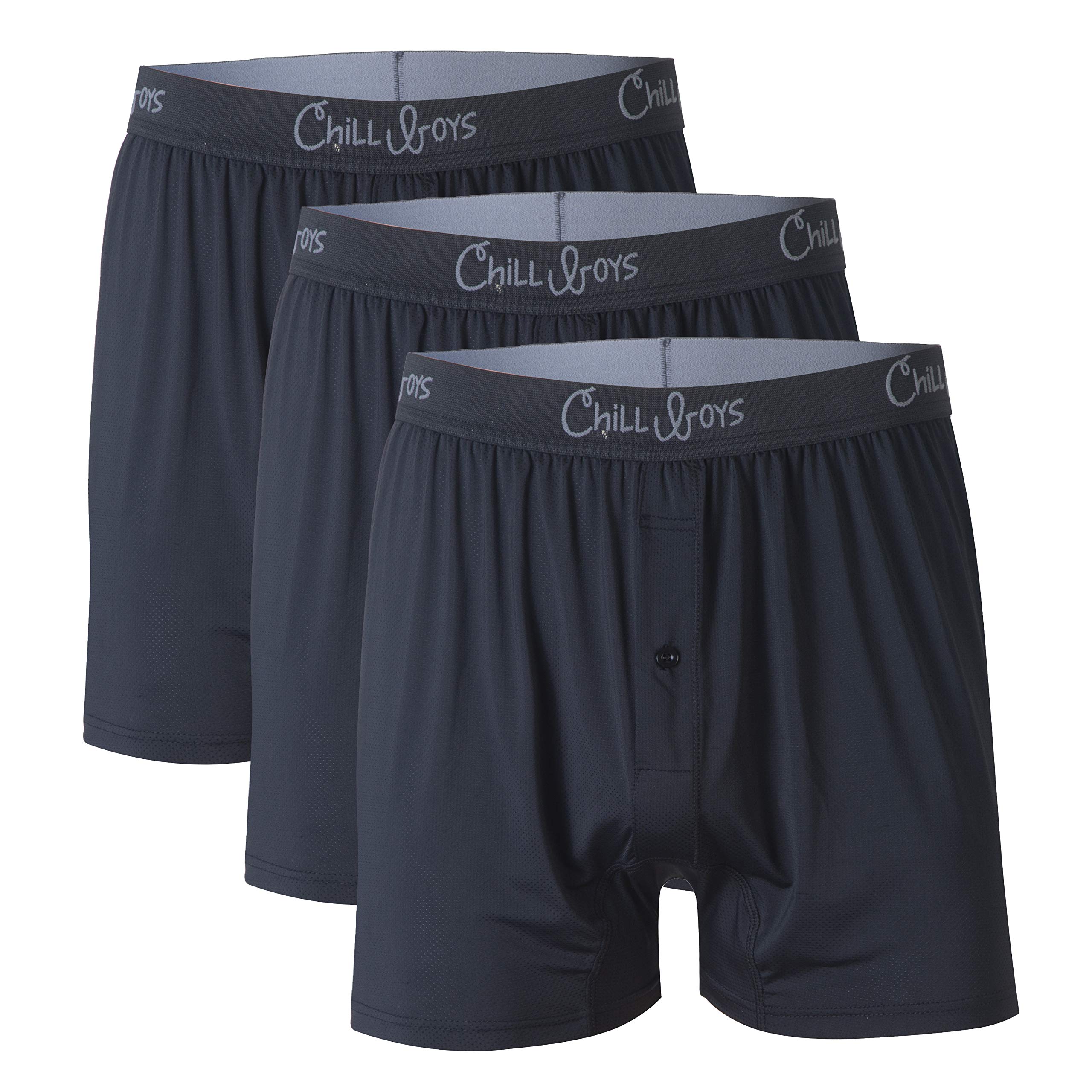 Chill Boys Performance Boxer Briefs 3-Pack - Moisture Wicking Men's Underwear for Active Lifestyle | Comfortable Cooling Boxer Shorts for Workout, Sports & Everyday Wear