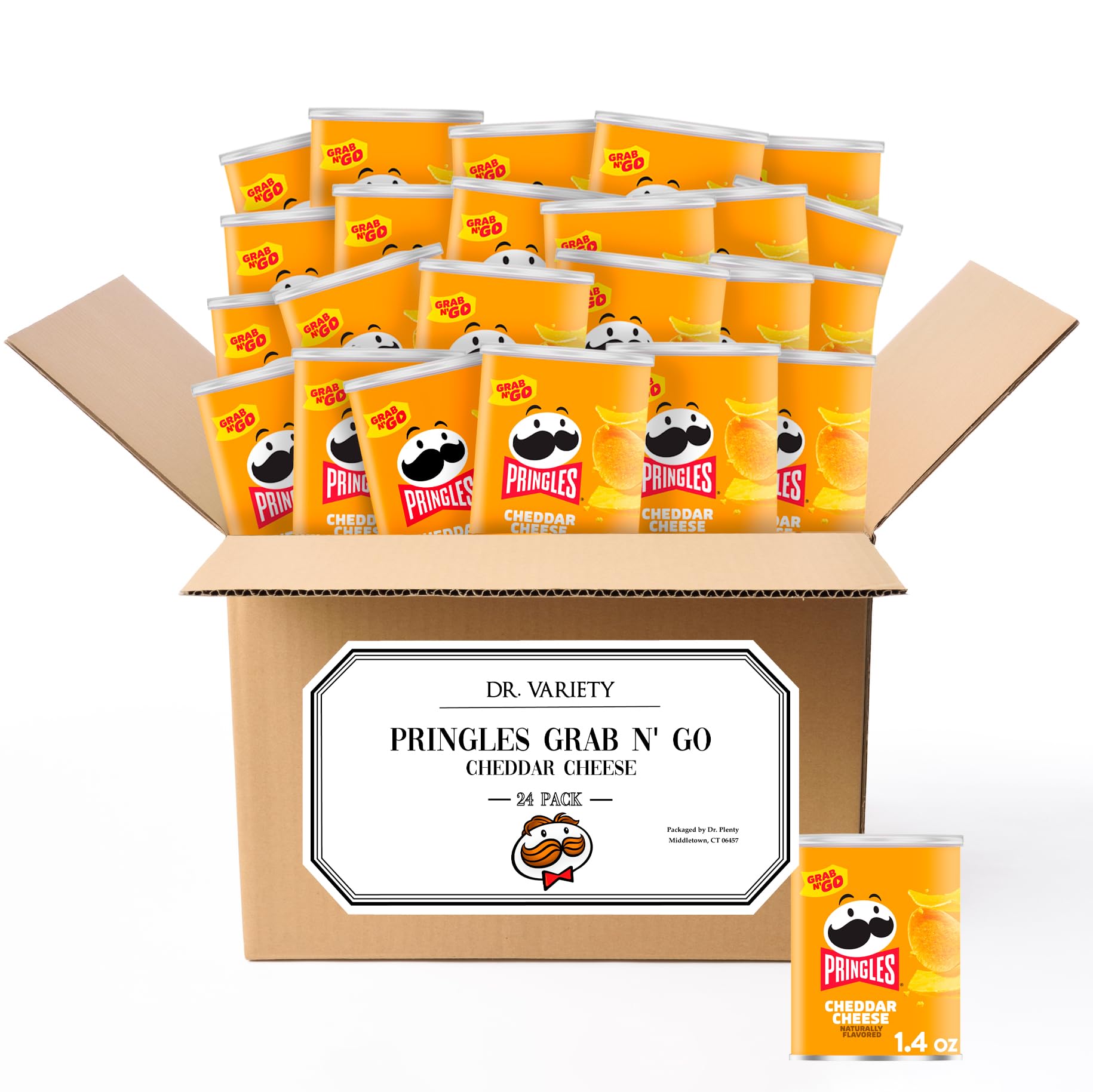 Pringles Cheddar Cheese Potato Crisps - 24 Pack | Lunch & Office Snacks, Kids Snacks, On-the-Go Treats | Perfect for School Lunches, Road Trips & Movie Nights