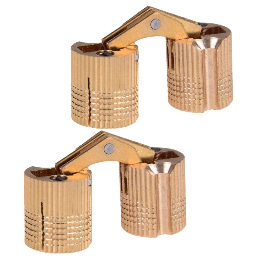 2PCS Solid Copper Concealed Hinges - Spring Loaded Hidden Door Hinges for Cabinet, Furniture & DIY Projects - Automatic Self-Closing Flap Hinges (Copper Finish) - Perfect for Kitchen Cabinets, Wardrobes & Storage Boxes